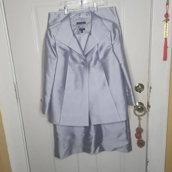 Talbots 3 piece silk blend silver skirt set women's size 10 - Picture 1 of 8